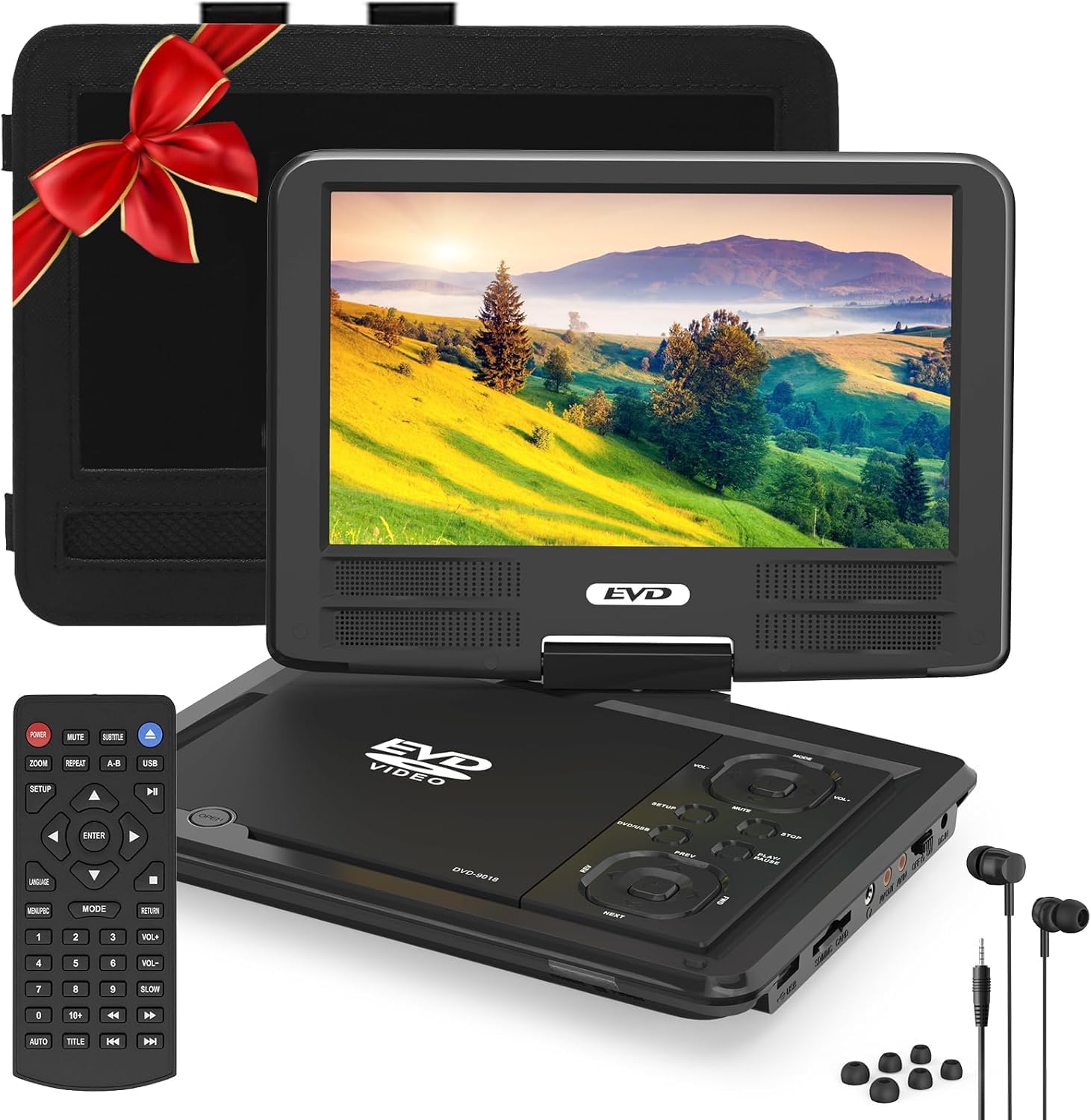 71XM8wb8R4L._AC_SL1500_.jpg PJGCWB 11.5" Portable DVD Player with 9.5" Swivel Screen, 5-Hours Rechargeable Battery, Car DVD Player for Kids,,Supports SD Card/USB/CD/DVD and Multiple Disc Formats, High Volume Speaker(Inches, 9.5) - Image 1