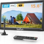 Boifun 15.6" Portable TV with Antenna, DVD Player Built-in, FM Radio, 5000mAh Battery, Support HDMI Input/USB/TF/AV Out and Multiple Disc Formats, Small TV DVD Combo for Camping Patio RV Kitchen,Black
