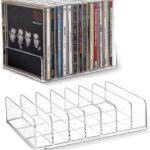 CELSOL Clear Acrylic CD Holder 2 Pack - CD Storage Rack DVD Organizer Stand Holds 28 Jewel Cases, CD Display Shelf for Media Organization, Versatile Desktop Storage for Music Collection