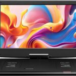 Yoton 17.5" Portable DVD Player with 15.6" HD Swivel Screen for for Kids Elderly, 6 Hours Working Time with Built-in Battery, Dual Stereo Speakers, USB/SD/TV Sync/Multiple Disc Formats, Black