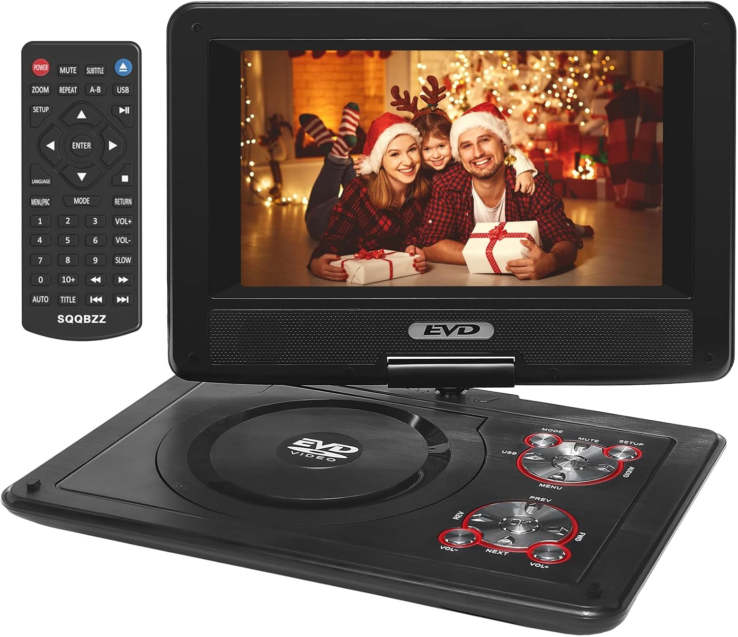 71kaqTC0yOL._AC_SL1500_.jpg 11.5" Portable DVD Player with 9.5" Swivel Screen, 5-Hours Rechargeable Battery,Car DVD Player,Support CD/DVD/SD Card/USB,Regions Free,Dual Speakers, Black… - Image 1