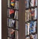VEVOR Media Storage Cabinet, CD Rack Tower, 34 Compartments Rotating Media Tower Rack for CDs, DVDs, Books and Game Discs, DVD Stand for Living Room, Home Office and Recording Room, Brown