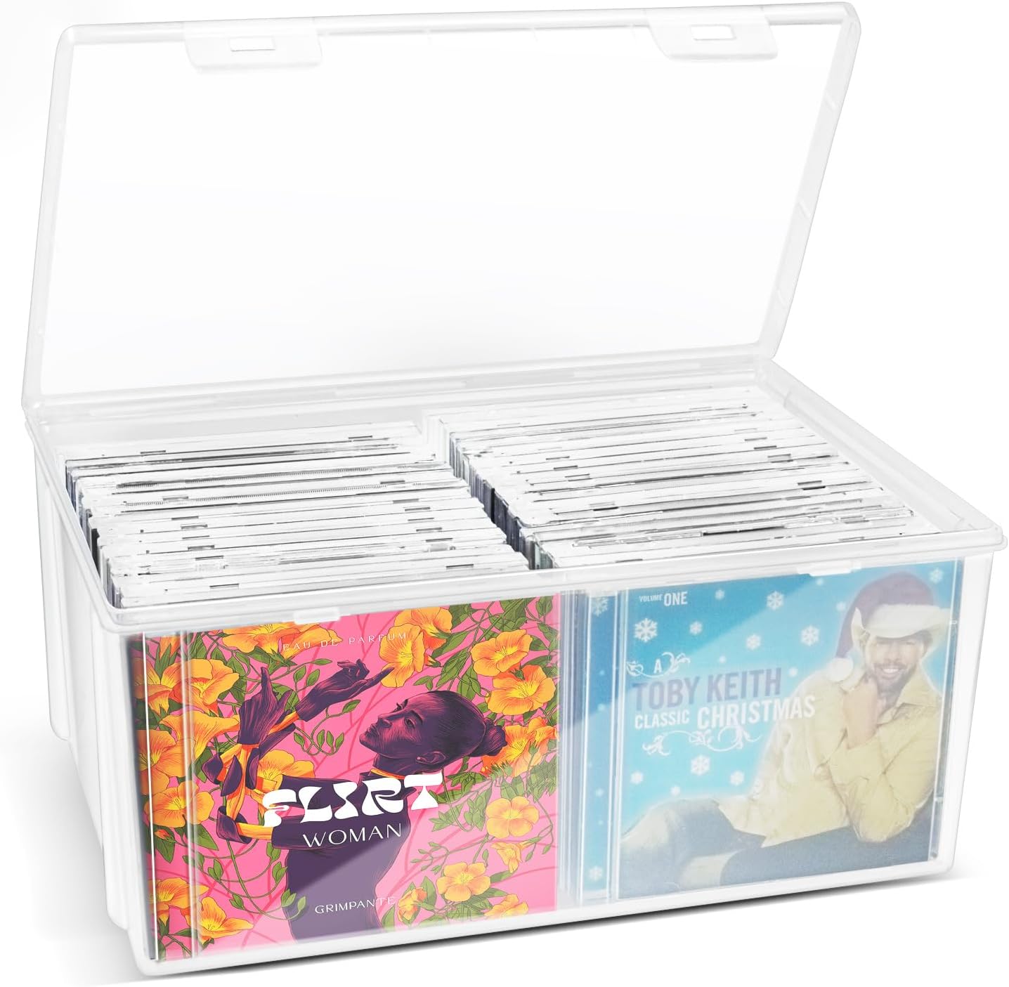 71nXS9MhgML._AC_SL1500_.jpg Plastic CD Storage Box, Store 40+ CDs, Clear DVD Storage Case - Image 1
