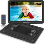 HOPYOP 19.6" Portable DVD Player with 17.1" Extra Large HD Swivel Screen, 5000mAh Battery, 5-6 Hours Playback, Supports USB/SD Card/Sync TV, Region Free, High Volume Speakers, Black
