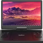 15.7" Portable DVD Player with 14.1" Large HD Screen, 6 Hours Rechargeable Battery, Support USB/SD Card/Sync TV and Multiple Disc Formats, High Volume Speaker, Classic Black, BOIFUN