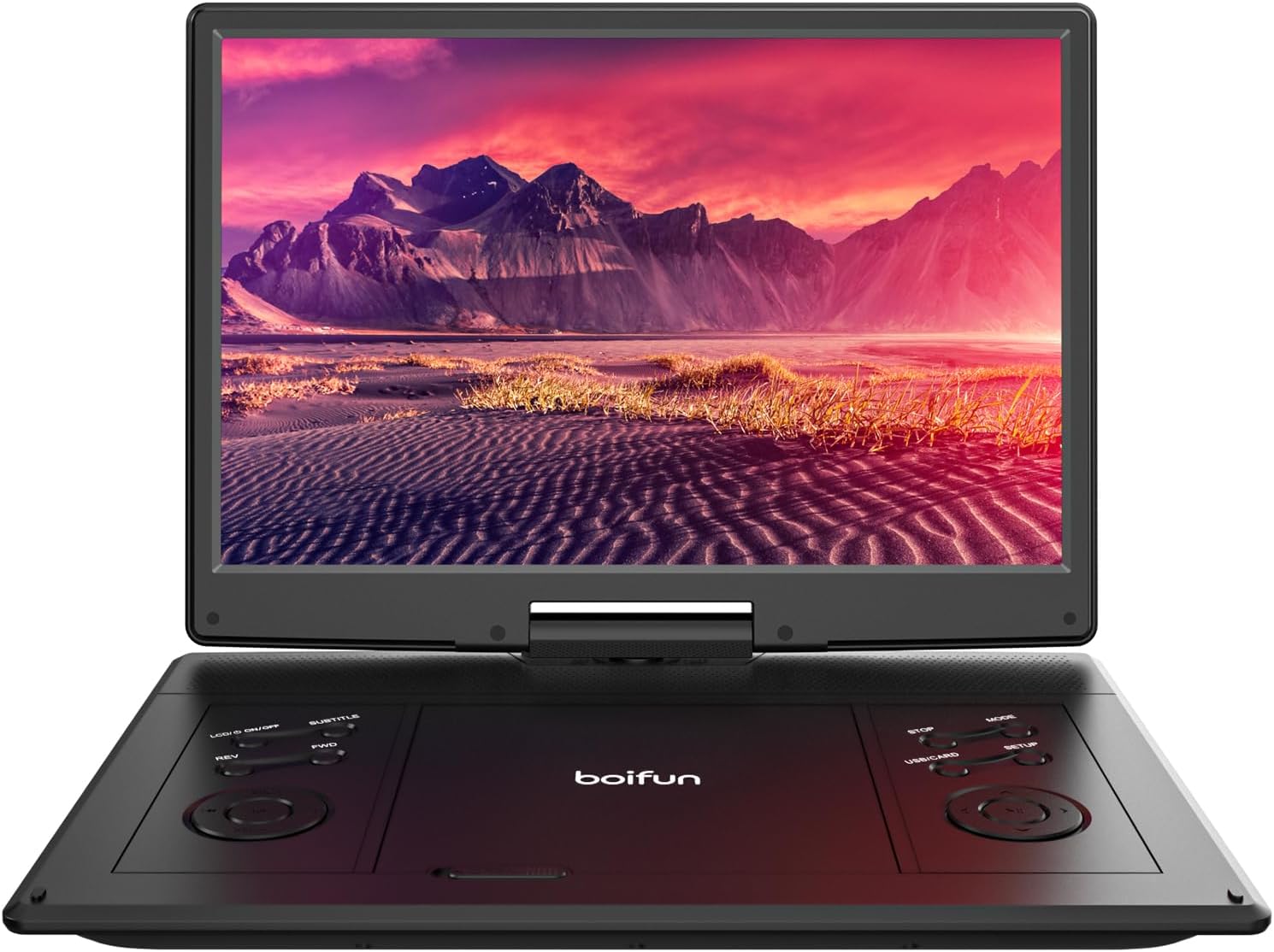 71v07KrjNbL._AC_SL1500_.jpg 15.7" Portable DVD Player with 14.1" Large HD Screen, 6 Hours Rechargeable Battery, Support USB/SD Card/Sync TV and Multiple Disc Formats, High Volume Speaker, Classic Black, BOIFUN - Image 1