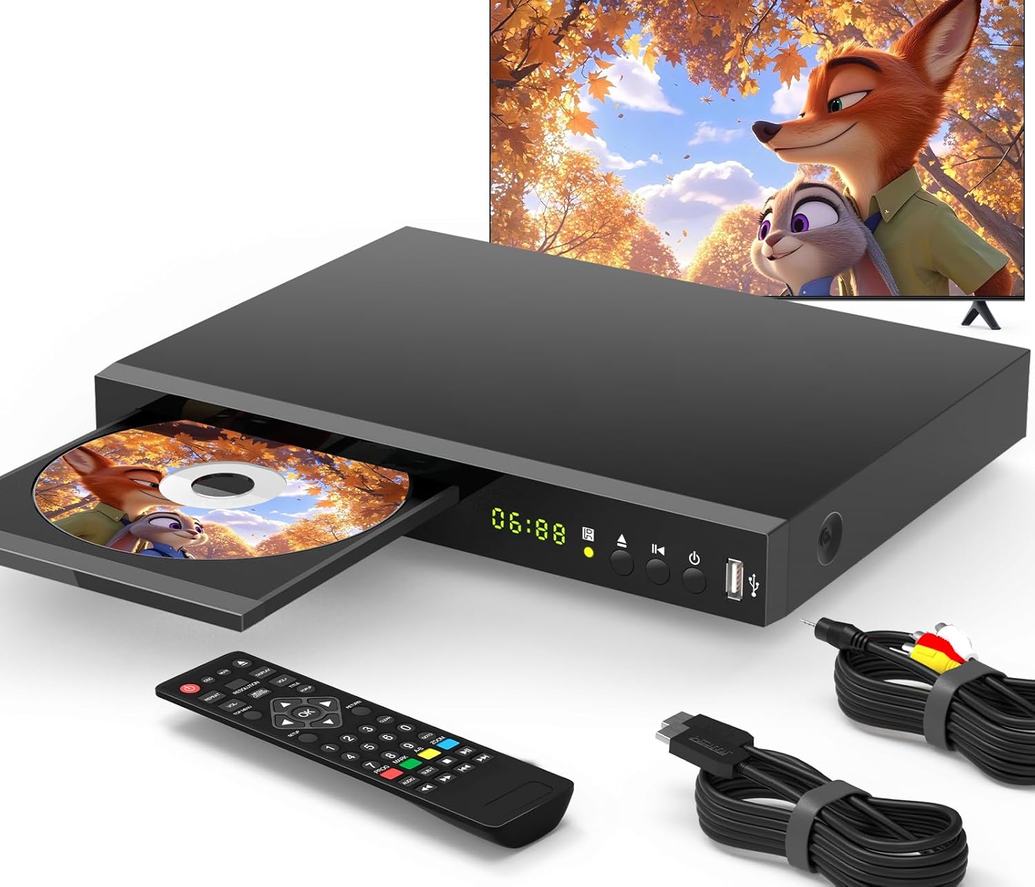 71vo7uInDGL._AC_SL1500_.jpg Blu Ray DVD Player Dolby Digital TrueHD/DTS and 1080P Full HD, Play All DVDs and Region A 1 Blu-Rays, Support Max 128G USB Flash Drive + HDMI/AV/Coaxial Output + Built-in PAL/NTSC with HDMI/AV Cable - Image 1