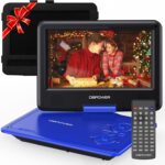 DBPOWER 11.5" Portable DVD Player, 5-Hour Built-in Rechargeable Battery, with 9" Swivel Screen, Support CD/DVD/SD Card/USB, with Remote Control, 1.8M Car Charger and Power Adaptor (Blue)