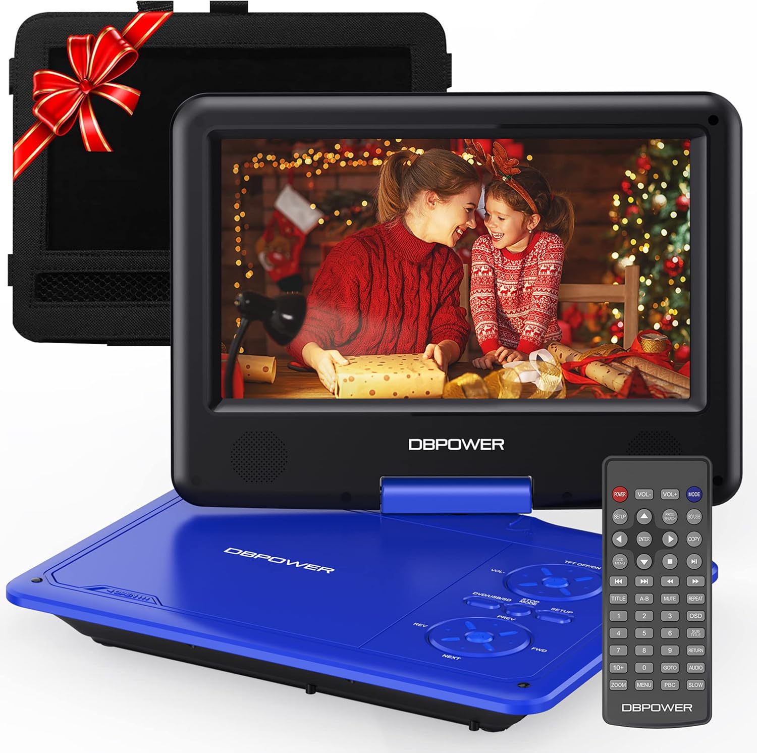 812F6N9TOiL._AC_SL1500_.jpg DBPOWER 11.5" Portable DVD Player, 5-Hour Built-in Rechargeable Battery, with 9" Swivel Screen, Support CD/DVD/SD Card/USB, with Remote Control, 1.8M Car Charger and Power Adaptor (Blue) - Image 1