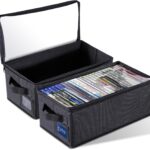 CCidea DVD Storage Box with Clear Window - 15.75" Foldable Media Organizer, Premium Zipper Closure, Holds 27+ DVDs, Dustproof Non-woven Fabric, Reinforced Handles & Label Slot (2)