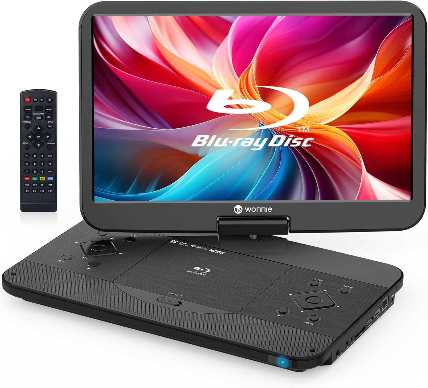 81BclAfFCnL._AC_SL1500_.jpg WONNIE 17.6" Portable Blu Ray Player with 15.4" 1080P Full HD Large Swivel Screen, Blu-ray DVD Player with HDMI Out & AV in, Built-in Rechargeable Battery, Support MP4, MOV Video & USB/SD Card - Image 1