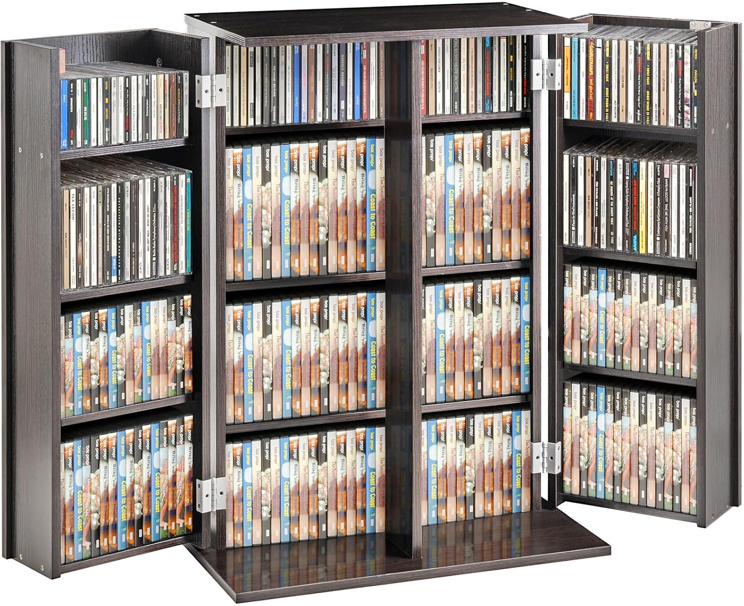 81U3CgdH5yL._AC_SL1500_.jpg VEVOR Media Storage Cabinet, DVD Cabinet with Doors and Shelves, CD Storage, Adjustable DVD Shelf, Protects & Organizes Music, Movie, Video Games or Collections-Espresso - Image 1