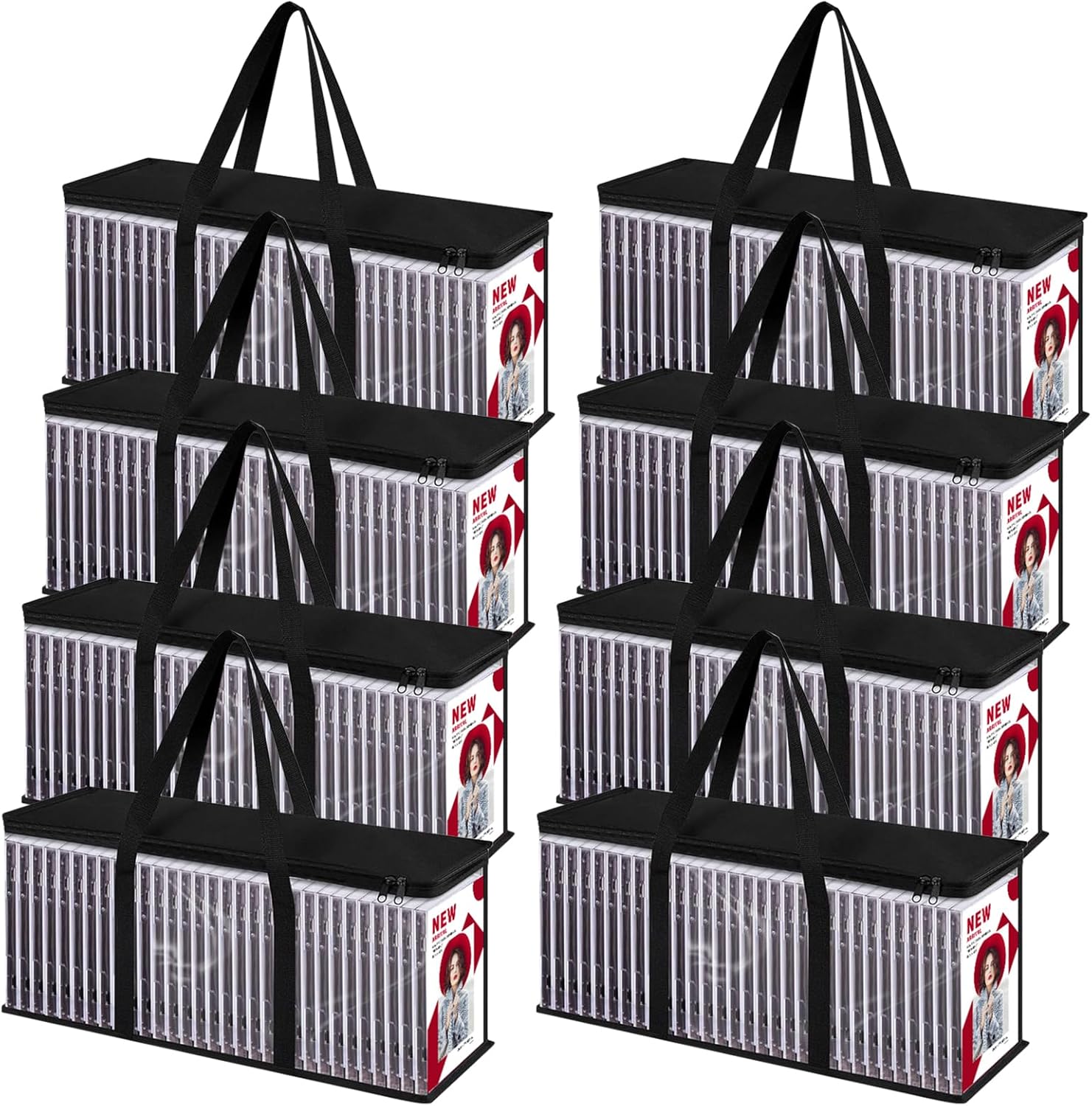 81YNFuoF9jL._AC_SL1500_.jpg QTLCOHD 8 Pack DVD Storage Bags, Clear PVC DVD Case Holder with Handles, Front Window Zipper Design, Stackable Media Organizer for Blu Ray Disc, Movie Cases, VHS Box, CDs, Hold 320 Pcs DVDs (40 Each) - Image 1