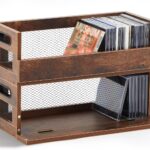 Jetec 2 Set Retro CD Storage Box - Father's Gift for Dad, Metal & Wood Holder Shelf with Handles, Cassette & DVD Organizer, Holds up to 36 CDs & Movie Cases, Vintage Display Rack