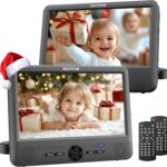 WONNIE 10" Car DVD Players, Portable DVD Player Dual Screen Play Two Different or The Same Movie with Headrest Mounts, 5 Hours Rechargeable Battery, 2 AC Adapters, All Regions, Support USB/SD/Sync TV
