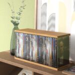 Retro Walnut-colored MDF DVD Storage, DVD Holder, Video Game Rack, Blu Ray Disc Tower, Organizer for Video Game Media/Movie Cases/VHS Box